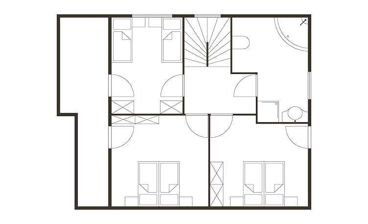 Grundriss einer Wohnung mit mehreren Zimmern.